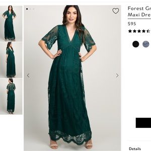 Forest green lace maternity maxi